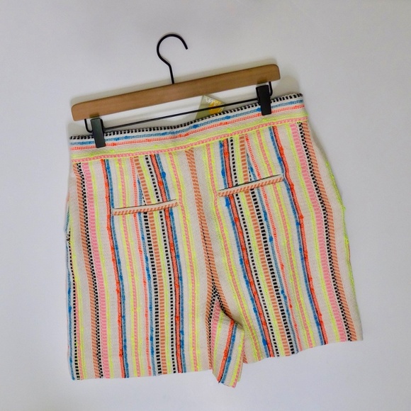 NWT!! BODEN Textured Stripe Shorts Neon Colorful Pockets Linen Pockets Size 8 - Picture 8 of 16